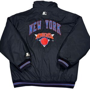 Vintage Starter New York Knicks Black Hooded Jacket (Size XXL)